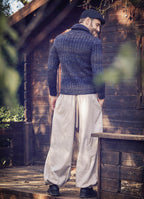 Elastic Waist and Hem Men's Harem Cream Pants