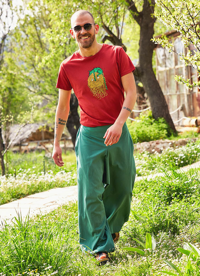 Elastic Waist and Hem Men's Harem Green Pants