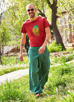 Elastic Waist and Hem Men's Harem Green Pants