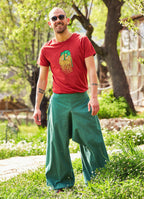 Elastic Waist and Hem Men's Harem Green Pants