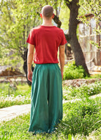 Elastic Waist and Hem Men's Harem Green Pants