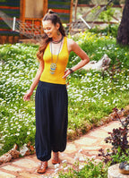 Easy Pull On Elastic Waist Black Yoga Harem Pants