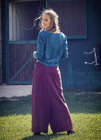 Elastic Waistband Side Pockets Burgundy Culottes