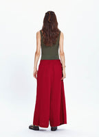Elastic Waistband Side Pockets Gypsy Red Culottes