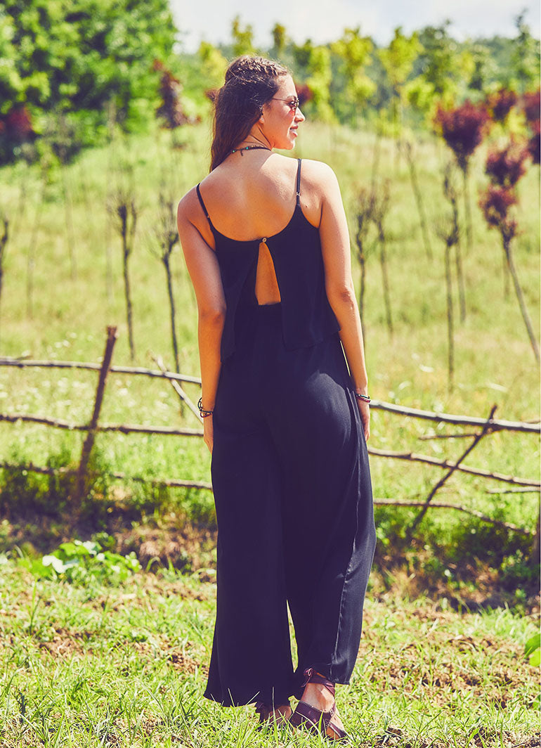 Strappy Boho Black Jumpsuit