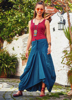 Asymmetrical Hem Detail Hippie Style Wholesale Cotton Long Skirt
