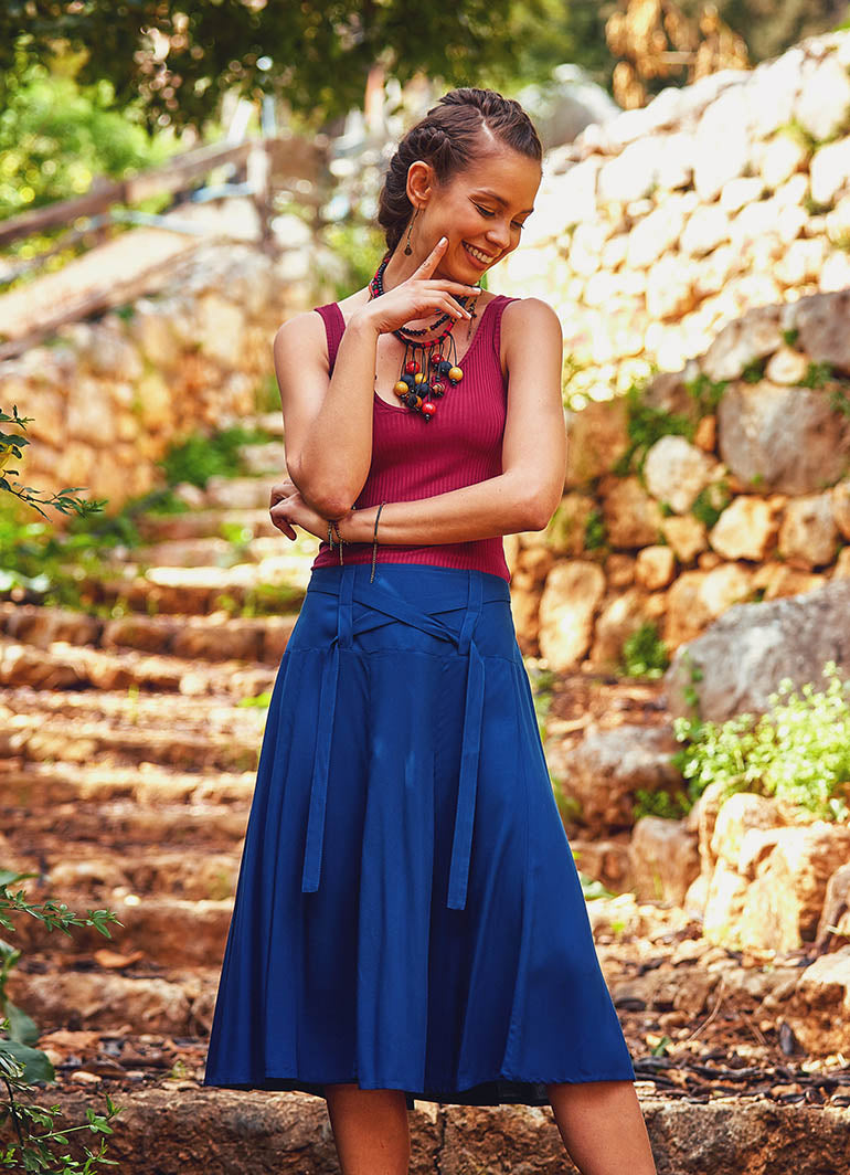 Ethnic Indigo Bohemian Midi Length Authentic Skirt
