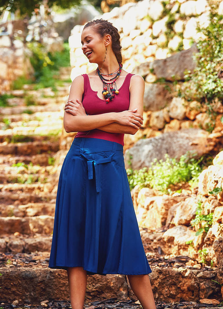 Ethnic Indigo Bohemian Midi Length Authentic Skirt