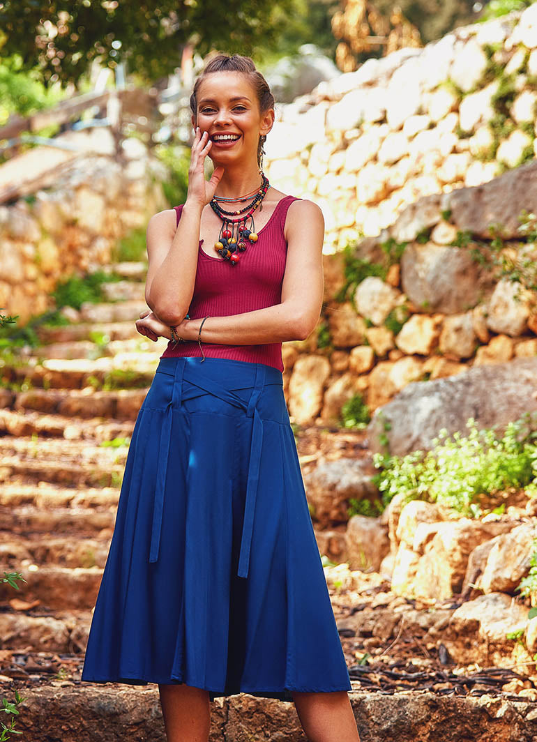 Ethnic Indigo Bohemian Midi Length Authentic Skirt
