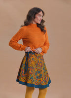 High Neck Openwork Knit Orange Womens Sweater