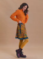 Mustard Ethnic Print Short Wrap Skirt