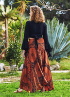 Gypsy Style Orange Flowy Skirt