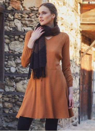 Sash Tie Long Sleeve Flared Boho Dress