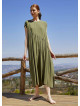 Boho Style Flared Long Slit Khaki Dress