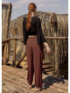 Orange Patterned Bohemian Style Flowy Baggy Trousers