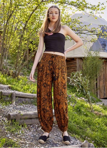 Drawstring Orange Pattern Pants