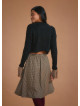 Flared Beige Houndstooth Skirt