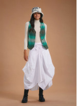 Oversized Pocket Detailed Tie Waist Boho Chic White Long Skirt