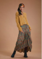 Ethnic Print Oversized Pocket Long Boho Skirt