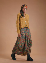 Ethnic Print Oversized Pocket Long Boho Skirt