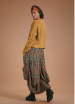 Ethnic Print Oversized Pocket Long Boho Skirt