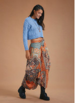 Gypsy Style Elastic Waist Oversize Pockets Wholesale Patterned Skirt