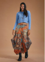 Gypsy Style Elastic Waist Oversize Pockets Wholesale Patterned Skirt