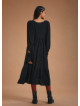 Long Puff Sleeve Black Long Tiered Dress