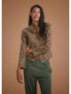 Flower Print Mandarin Collar Slim Cut Jacket Shirt