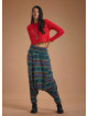 Shirred Waist Petrol Patterned Shalwar Trousers