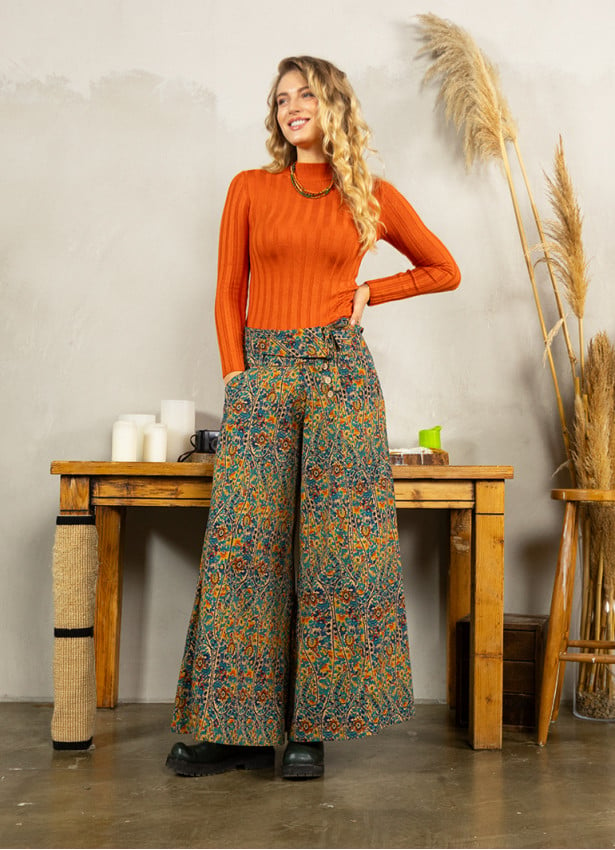 Patterned Tie Banded Waist Low Rise Culottes