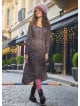 Patterned Asymmetrical Hem Button Down Long Sleeve Dress