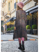 Patterned Asymmetrical Hem Button Down Long Sleeve Dress