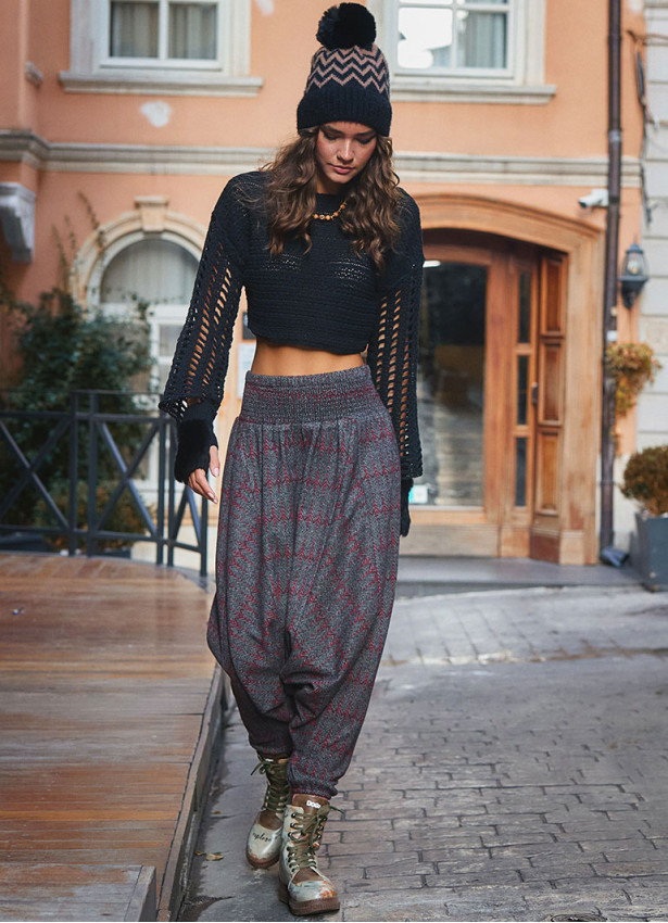 Elastic Waist and Leg Winter Harem Pants