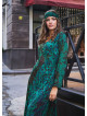 Long Sleeve Winter Green Patterned Patch Dress