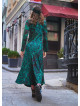 Long Sleeve Winter Green Patterned Patch Dress