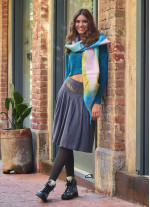 Flared Authentic Anthracite Suede Skirt