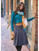 Flared Authentic Anthracite Suede Skirt