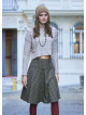 Flared Brown Plaid Houndstooth Skirt