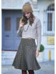 Flared Brown Plaid Houndstooth Skirt