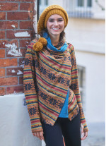 Boho Style Thumbhole Mustard Patterned Cardigan