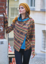 Boho Style Thumbhole Mustard Patterned Cardigan