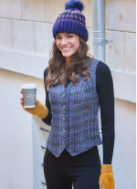 Zigzag Navy Blue Patterned Women's Beret