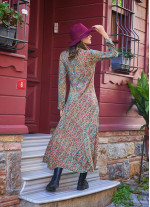 Long Sleeve Winter Ethnic Patterned Patch Dress