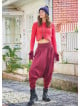 Winter Elastic Waist and Leg Maroon Harem Pants