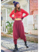 Winter Elastic Waist and Leg Maroon Harem Pants