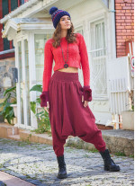 Winter Elastic Waist and Leg Maroon Harem Pants