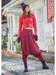 Winter Elastic Waist and Leg Maroon Harem Pants