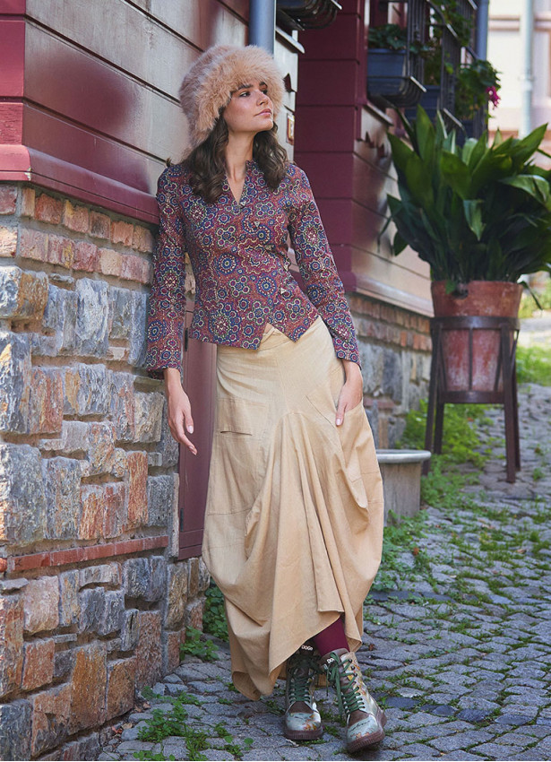 Asymmetrical Hem Detail Hippie Style Long Skirt