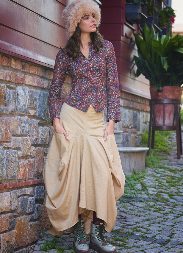 Asymmetrical Hem Detail Hippie Style Long Skirt